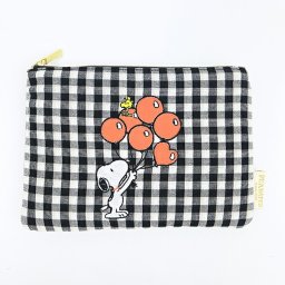 スヌーピー フラットポーチ （バルーンチェック） SNOOPY
