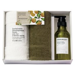 ORANGEY-オランジー- 薬用ハンドソープとオーガニックタオルのセット  ／タオル 日用品・ヘルスケア 敬老の日 プレゼント ギフト お彼岸 お供え 秋 2026 送料無料 ギフト プレゼント プチギフト 内祝い 快気祝い 出産祝い 結婚祝い 引出物 新築祝い お返し