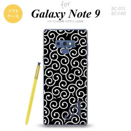 Galaxy Note 9 ギャラクシー ノート9 SC-01L SCV40 スマホケース カバー ソフトケース 唐草 黒×白 イニシャル 対応 nk-note9-tp1130i[スマホ,スマホケース,スマホカバー,ケース,カバー,ジャケット]