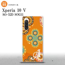 Xperia10V Xperia10V スマホケース 背面ケースソフトケース エスニック 花柄 オレンジ +アルファベット 2023年 7月発売 nk-xp105-tp1585i