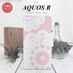 【手帳型 スマホ カバー ケース】【SH03J】【アクオス R】手帳型 ケース SH-03J スマホ カバー AQUOS R アクオス レース・クリア ピンク nk-004s-sh03j-dr1484【メール便送料無料】