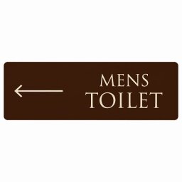 トイレ プレート 木製 MENS 文字タイプ ブラウン ナチュラル 左 矢印 長方形 27x9cm方向案内 進路ドア サインプレート ピクトサイン トイレマーク表示 案内 注意 施設 御手洗 TOILET おしゃれ シンプル 安全対策