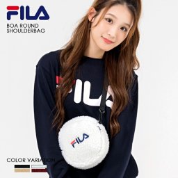 FILA【フィラ】ボアラウンドショルダーバッグ/4色　FILA フィラ ボア ショルダーバッグ ラウンド 丸 メンズ レディース ミニ 小さめ もこもこ フリース ブランド おしゃれ 人気 ロゴ 黒 白 赤 ベージュ スポーツ バッグ 軽量 fm2221 ギフト 敬老の日 プレゼント ギフト