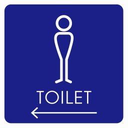 トイレ 御手洗 TOILET トイレマーク J2男 左 矢印 ピクトサイン ステッカー シール 塩ビ製 サイン ウォールステッカー インテリア 施設 案内