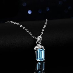 ネックレス レディース モアサナイト ホワイト ブルー シルバー925 シルバー 1ct kj113