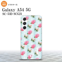 Galaxy A54 5G Galaxy A54 5G スマホケース 背面ケースソフトケース 花柄 バラ レース 水色 +アルファベット 2023年 5月発売 nk-a54-tp247i