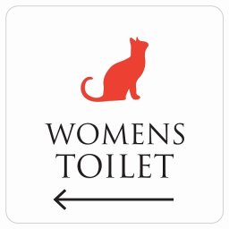 トイレ 御手洗 TOILET トイレマーク ねこ 猫 ネコ ホワイト カラー WOMENS 左 矢印 ピクトサイン ステッカー シール 塩ビ製 サイン ウォールステッカー インテリア 施設 案内