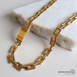 チェーンネックレス プレートネックレス ステンレス 40cm 55cm 18KGP ゴールド マグネット式留具 ワンタッチ お洒落 人気 トレンド 流行り 金属アレルギー対応