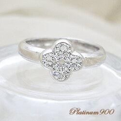 pt900 pt950【0.6ct】フラワーダイヤモンドリング 指輪『Flower clover』 ［SIクラス F～Dカラー 無色透明 GOOD～VERYGOOD］ハートアンドキューピット クローバー 結婚記念日 記念日 リボン フラワー 誕生日 10年 10周年【送料無料】    LPR-0016A