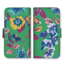 ＼全機種対応／ スマホケース 手帳型 スマホカバー 手帳タイプ スマートフォン ケース カバー フラワー 花柄 絵画 かわいい おしゃれ 人気 グリーン カードホルダー付き カード収納 合皮 合成レザー
