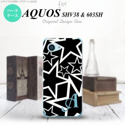 【SHV38】【スマホケース/スマホカバー】【アクオス セリエ ミニ】SHV38 スマホケース AQUOS SERIE mini ケース アクオス セリエ ミニ イニシャル 星 黒×白 nk-shv38-1121ini【メール便送料無料】