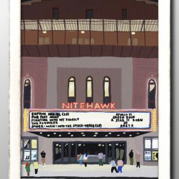 映画館 ムービー ストリート A3 サイズ ポスター アート おしゃれ 絵画 インテリア 北欧 イラスト マット紙 艶消し アートパネル 額 フレーム デザイン 壁掛け ギフト 新築祝い ディスプレイ 引越し祝い　新生活　空間デザイン