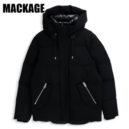 マッカージュ MACKAGE ダウンジャケット GRAYDON ブラック メンズ フード付き 撥水 2WAY ミドル丈 ショートダウン ブランド アウター カナダ発 高級 防寒 新作 正規品 新品