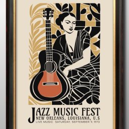 ルイジアナ ジャズ 音楽 A3 サイズ ポスター アート おしゃれ 絵画 インテリア 北欧 イラスト マット紙 艶消し アートパネル 額 フレーム デザイン 壁掛け ギフト 新築祝い ディスプレイ 引越し祝い　新生活　空間デザイン