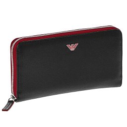 エンポリオアルマーニ EMPORIO ARMANI 長財布 ラウンドファスナー Y4R255 YAQ2E 83365 ブラック レッド