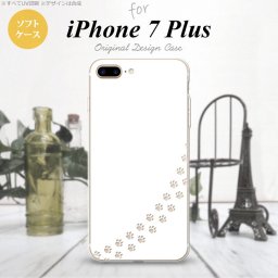 【iPhone7plus】【スマホケース/スマホカバー】【アイフォン7plus】iPhone7plus スマホケース カバー アイフォン7plus ソフトケース 猫(足跡) 白×クリア nk-i7plus-tp423【メール便送料無料】