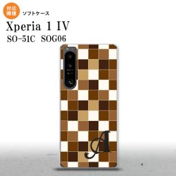 SO-51C SOG06 XPERIA 1 IV Xperia 1 IV スマホケース 背面ケースソフトケース スクエア モザイク 茶 +アルファベット メンズ レディース nk-xp14-tp1021i