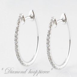 18金 ダイヤモンド ピアス レディース k18 ダイヤフープピアス フープピアス 18k フープ エタニティ スキンジュエリー 中折れ クリスマス