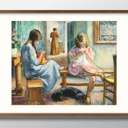 アンリ ルバスク Marthe Et Nono Cousant Dans Un Int?rieur A3 サイズ ポスター アート おしゃれ 絵画 インテリア 北欧 イラスト マット紙 艶消し アートパネル 額 フレーム デザイン 壁掛け ギフト 新築祝い ディスプレイ 引越し祝い　新生活　空間デザイン 