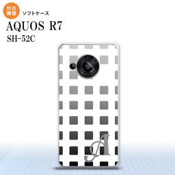 SH-52C AQUOS R7 スマホケース 背面ケースソフトケース スクエア ドット 黒 +アルファベット 2022年 7月発売 nk-r7-tp1365i