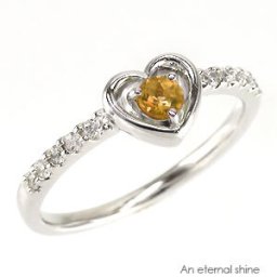指輪 ハート シトリントパーズ 11月誕生石 ダイヤモンド プラチナ900 ダイヤ 0.1ct リング pt900 エタニティリング ピンキーリング ファランジリング レディース ジュエリー アクセサリー プレゼント ギフト 人気 おすすめ 送料無料