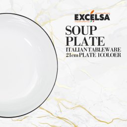 エクスチェルサ(EXCELSA) プラチナム スーププレート 21cm 深皿 スープ皿 シチュー皿 ヨーロッパ お皿 おしゃれ ブランド 洋食器 イタリア食器 母の日 新生活 ギフト プレゼント おうち時間 おうちごはん 敬老の日 ハロウィン クリスマス