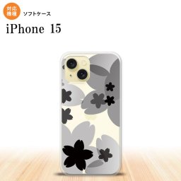 iPhone15 iPhone15 スマホケース 背面ケースソフトケース 花柄 サクラ A 黒 2023年 9月発売 nk-i15-tp051