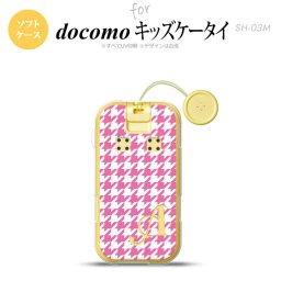 SH-03M キッズケータイSH-03M スマホケース ソフトケース 千鳥 格子 大 ピンク 白 +アルファベット メンズ レディース nk-sh03m-tp917i