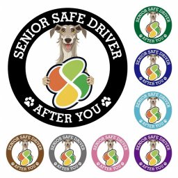 カーサイン 高齢者マーク SENIOR SAFE DRIVER ディアハウンド ステッカー シール 直径13cm 肉球 日本製 車