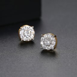 ピアス 両耳用 キュービックジルコニア ホワイトとブラック 真鍮 イエローゴールド ピンクゴールド シルバー スタッド おしゃれ カジュアル パヴェ e18102704