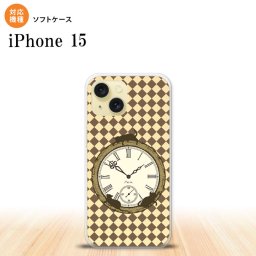 iPhone15 iPhone15 スマホケース 背面ケースソフトケース 時計 チェック ベージュ 2023年 9月発売 nk-i15-tp1222