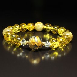 【開運ギフト】 高級感あふれる［あなただけのオリジナルを］金彫皇帝龍 14mm ドラゴンアゲート 10mm シトリン 黄水晶クラック 11mm タイチンルチル 8 ブレスレット ry 相性抜群 天然石 金運 開運 に 誕生石 京海堂 K1 事業成功祈願 仕事運 特別な一点物