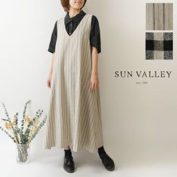 【SUN VALLEY サンバレー】コットン リネン 平織  Vネック ノースリーブ ワンピース (sk2038263)レディース 春 夏 ゆったり Aライン フレア 重ね着 ナチュラル 服 新作 シンプル おしゃれ コーディネート 人気 30代 40代 50代 60代 母の日 クリスマス ギフト プレゼント