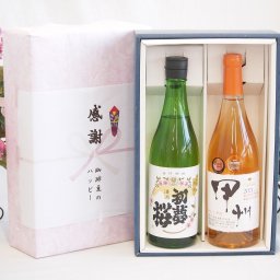 実りの秋の贈り物 感謝の贈り物ボックス 日本酒純米酒と国産ワインセット(かもし甲州 オレンジワイン 辛口(山梨県)720ml初夢桜 夢吟香純米酒 720ml