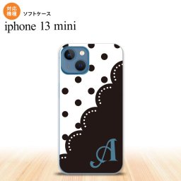 iPhone13mini iPhone13 mini ケース ソフトケース ドット レース A 黒 +アルファベット iPhone ミニ 5.4インチ  おしゃれ かわいい メンズ レディース キッズ デザインたくさん nk-i13m-tp344i