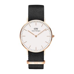 ２年保証 送料無料 新品 Daniel Wellington ダニエル ウェリントン DW 腕時計 36mm Classic Cornwall クラシック コーンウォール DW00100259 DW00600259 レディース ユニセックス ステンレス ファブリック ローズゴールド ホワイト ブラック 金 白 黒 クォーツ 電池式