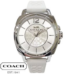 COACH コーチ 腕時計 BOYFRIEND SMALL ボーイフレンド スモール 14503146 レディース 34mm シルバー シグネチャー ホワイト シリコンベルト 海外正規品 ラッピング無料可