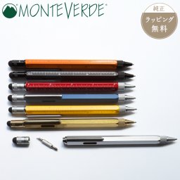 公式【モンテベルデ】ワンタッチスタイラス ツールペン ボールペン 筆記具 多機能 ドライバー スケール 六角形 プラスドライバー マイナスドライバー 油性 デザイン
