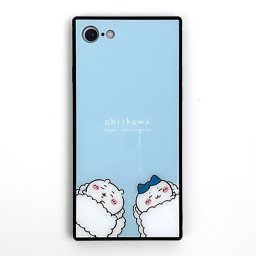 ちいかわ スクエアガラスケース すやすや iPhone SE（第3世代/第2世代）/8/7対応 スマホケース ブルー