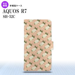 SH-52C AQUOS R7 手帳型スマホケース カバー 花柄 バラ ドット ライトサーモン  nk-004s-r7-dr245