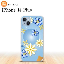 iPhone14 plsu iPhone14 plsu スマホケース 背面ケースソフトケース 花柄 ミックス E 青 2022年 10月発売 nk-i14pl-tp308
