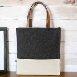 マルニ ブランド トートバッグ メンズ MARNI SHMPV02Q00 P5070 ZO281 ミュゼオ フェルト＆レザー カラーブロック ラージ ダークグレー ホワイト おしゃれ ギフト