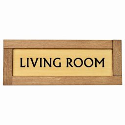 リビングルーム Living Room 木枠付き 木製プレート Fタイプ サインプレート ドアプレート 長方形 おしゃれ かっこいい かわいい シンプル ナチュラル ブラウン トイレ 貼付タイプ 北欧風 レストラン 個人用 自宅 インテリア コーデ 商業施設 企業用 カフェ