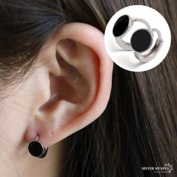 シルバー925 ブラック フープピアス ラウンドピアス シルバーピアス シルバー silver シンプル レディース 女性 金属アレルギー対応 両耳 イヤリング