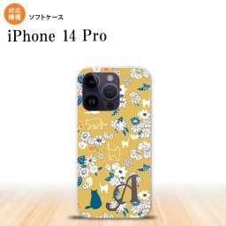 iPhone14 Pro iPhone14 Pro スマホケース 背面ケースソフトケース 猫 花 黄 +アルファベット 2022年 9月発売 nk-i14p-tp1721i