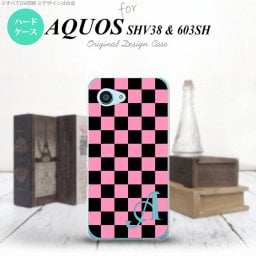 【603sh】【スマホケース/スマホカバー】【アクオス Xx3 ミニ】603sh スマホケース AQUOS Xx3 mini ケース アクオス Xx3 ミニ イニシャル スクエア 黒×ピンク nk-603sh-762ini【メール便送料無料】