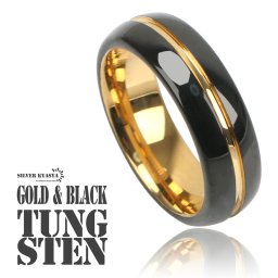 タングステン ゴールドライン 幅5mm ブラック ゴールド ツートン リング 高耐久 頑丈 金属アレルギー対応 指輪