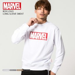 MARVEL マーベル トレーナー メンズ ボックスロゴ プリント スウェット レディース ホワイト ビッグシルエット　かっこいい おしゃれ 人気 ブランド 無地 男女兼用 通学 ストリート ホワイト ブラック グレー ベージュ 白 黒 M L LL 敬老の日 プレゼント ギフト
