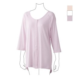 婦人用 7分袖ホックシャツ 2枚組 前開き 肌着 インナー 綿100％ 介護 下着 レディース 送料無料