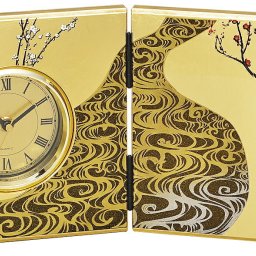 【送料無料】 山中漆器 光琳梅 屏風時計（中）なごみや本舗【刻印可】（漆器 工芸品   敬老の日 外国人 お土産 日本製 ギフト 海外発送可 プレゼント お土産 御礼 お祝 記念 置時計 誕生日 名入れ可 お中元）なごみや本舗